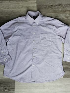 Covington Men’s Striped Button Down Dress Shirt - Purple/White - [ XL ]